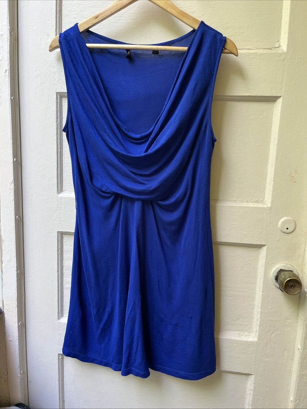Ted Baker Mini Dress 2 Electric Blue Drapey Cowl Neck Club Party Summer No Belt